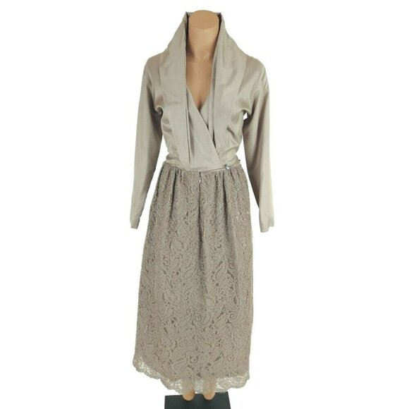 Vintage Catherine Regehr Silk Taffeta & Lace Gown S Green Dress Bow VTG - Picture 11 of 16